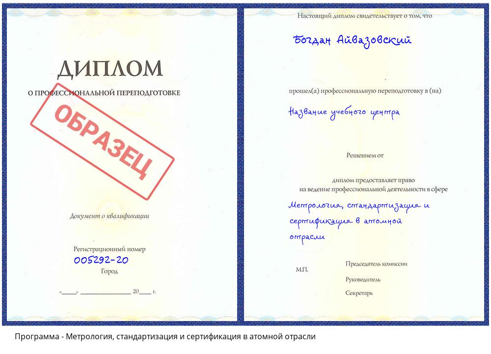 Метрология, стандартизация и сертификация в атомной отрасли Новомосковск